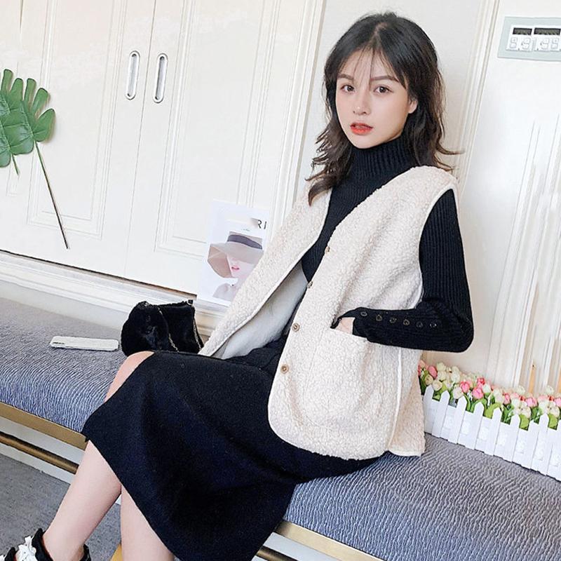 Faux Lamb Velvet Vest Women's Wild Loose Women's Waistcoat Outer Wear Vest Vest Jacket Comfortable and Warm