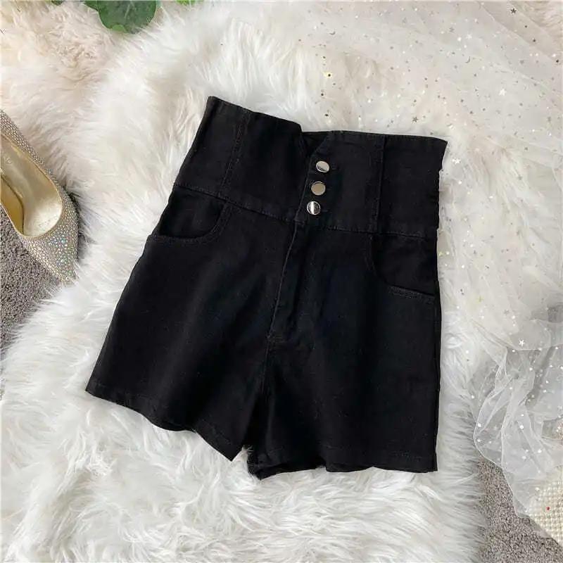 High Waist Denim Shorts Female Summer Retro Student Korean Version Was Thin and Wild Loose Wide-leg Shorts