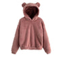 Cute Fluffy Rabbit Ears Hooded Sweater Autumn Solid Color Warm Sweater Plus Size Long-sleeved Pullove Sweatershirts
