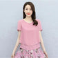 Ice Silk Solid Color Oversized Loose Large Size Chiffon Shirt Mommy Short Sleeve Thin Shirt