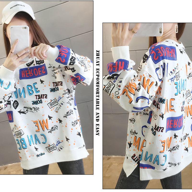 Spring and Autumn Korean Wave Plus Size Women's Sweater Loose Korean Version Long Sleeve T-Shirt Top
