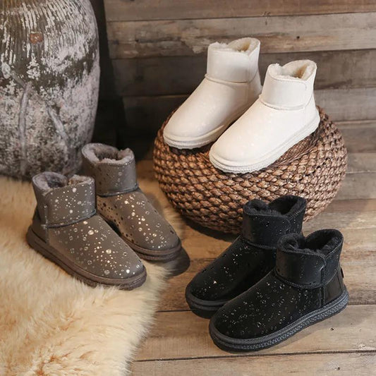 Snow Boots Women's Waterproof Winter Cotton Shoes Short Tube Thickened Plus Velvet Short Tube Ankle Boots