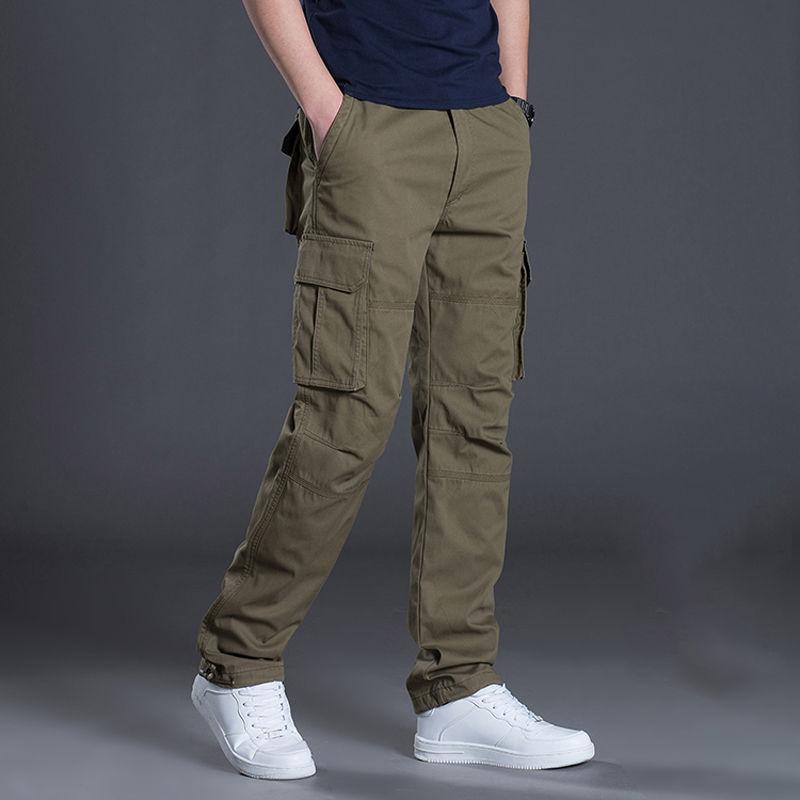 Autumn Storm Pants Men's Loose Cotton Sports Pants Outdoor Straight Pants Multi-pocket Large Size Casual Pants Work Pants