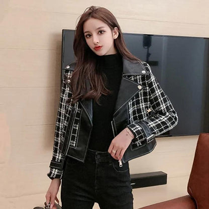 Jacket Women's Spring and Autumn Women's Korean Style Stitching Slim Slim Design Suit