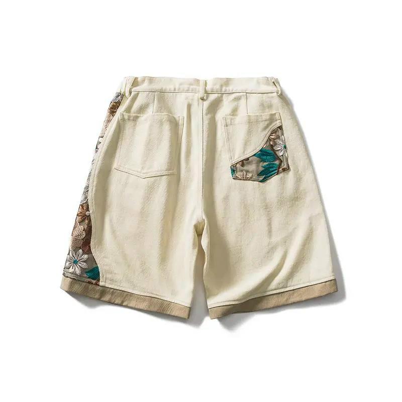 Summer National Tide Embroidery Casual Shorts Male Street Hip-hop Loose Five-point Pants Overalls