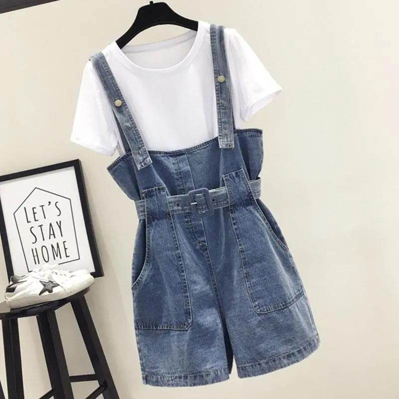 Small Fresh and Age-reducing Denim Overalls Spring and Summer Small One-piece Suspenders Short Jeans Women