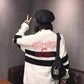 Color Matching Half Turtleneck Female Autumn and Winter Loose Embroidery Thick Knit Coat