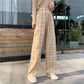 Women Wide Leg Pants  Spring Summer Female High Waist Loose Casual Plaid Chiffon Pant Long Trousers Streetwear Plus Size 4XL