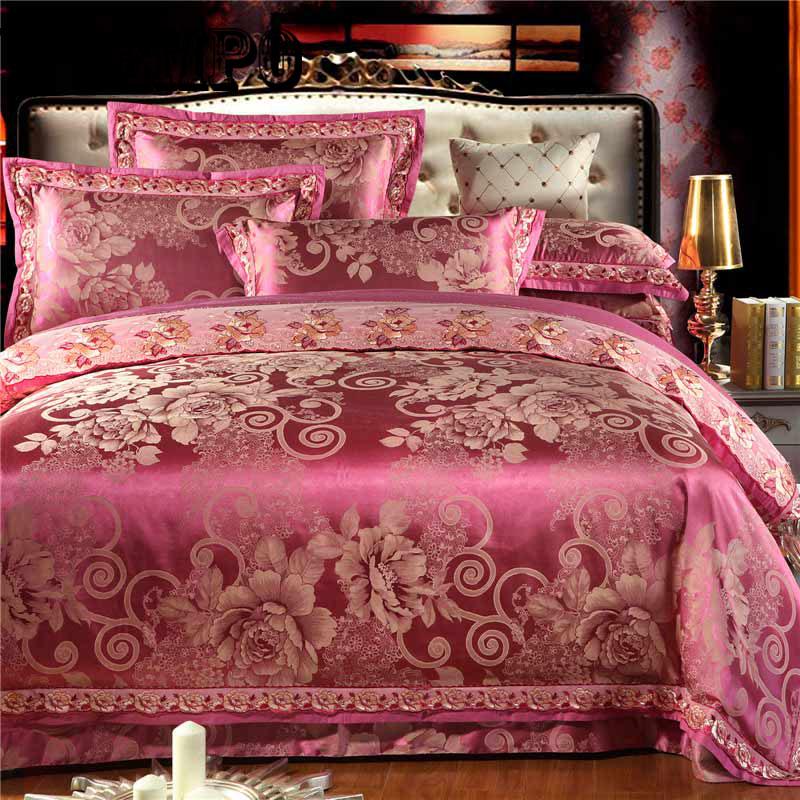 Home Textile Jacquard Luxury Bedding Set Bedlinen  Lace Duvet Cover Sheet Pillowcase