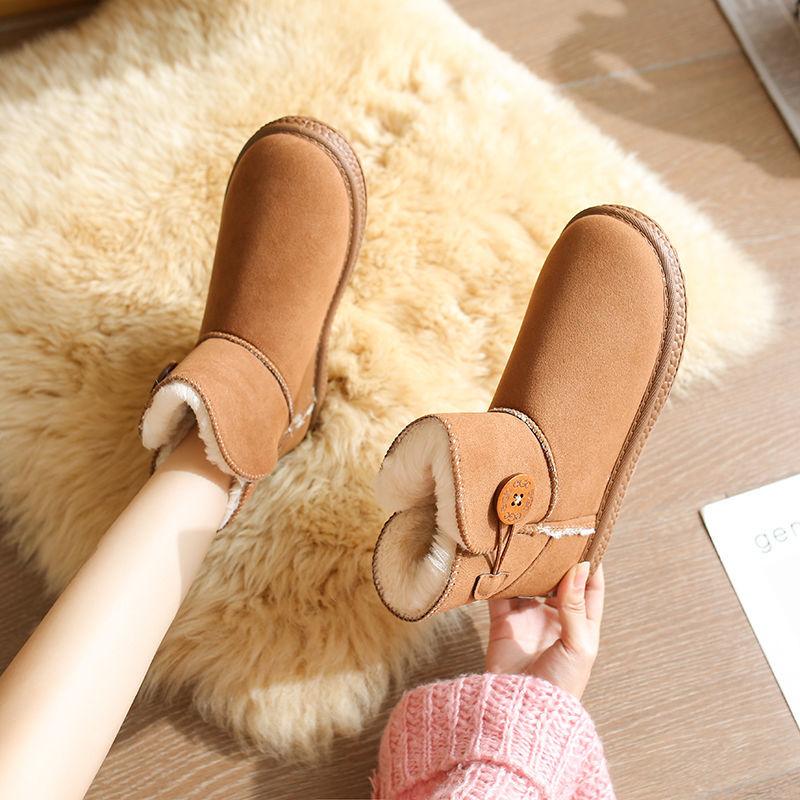 Women's Winter Plus Velvet Padded Snow Boots Button Cotton Shoes Warm Snow Cotton Short Boots