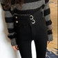 Autumn and Winter Plus Velvet Thick High Waist Jeans Female Wild Body Slimming Stretch Foot Hips Nine Pants