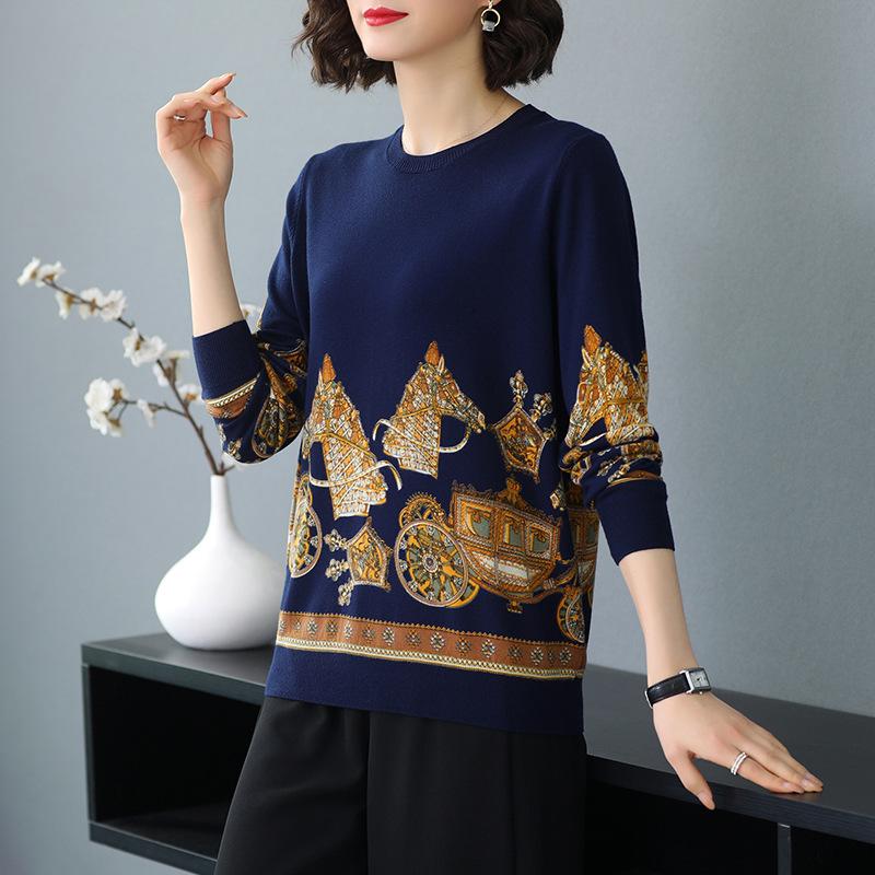 Autumn Winter Women Jumper O-Neck Long Sleeve Pullover 3D Print Jumper Tops Casual Loose Knitted Sweaters