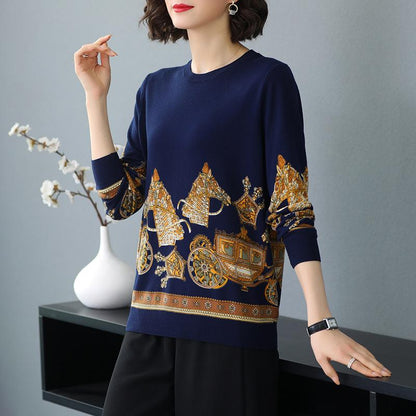 Autumn Winter Women Jumper O-Neck Long Sleeve Pullover 3D Print Jumper Tops Casual Loose Knitted Sweaters