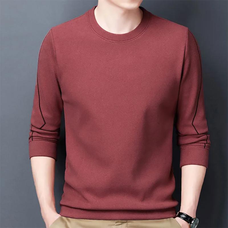 Autumn Thin Round Neck Sweater Men's Solid Color Fashion Bottoming Long-sleeved Young Sweatshirts