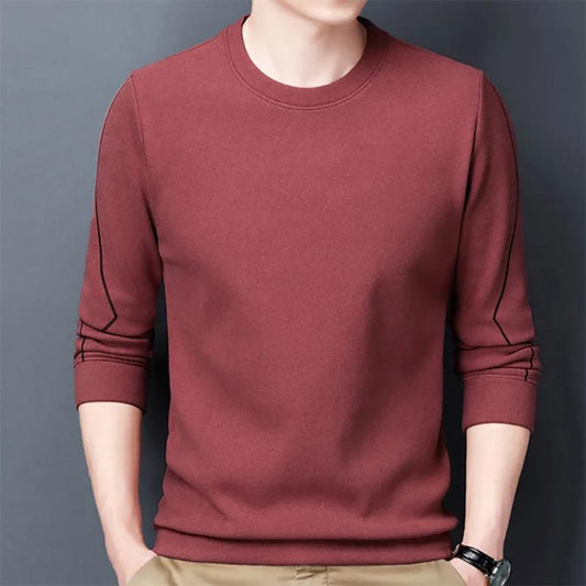 Autumn Thin Round Neck Sweater Men's Solid Color Fashion Bottoming Long-sleeved Young Sweatshirts