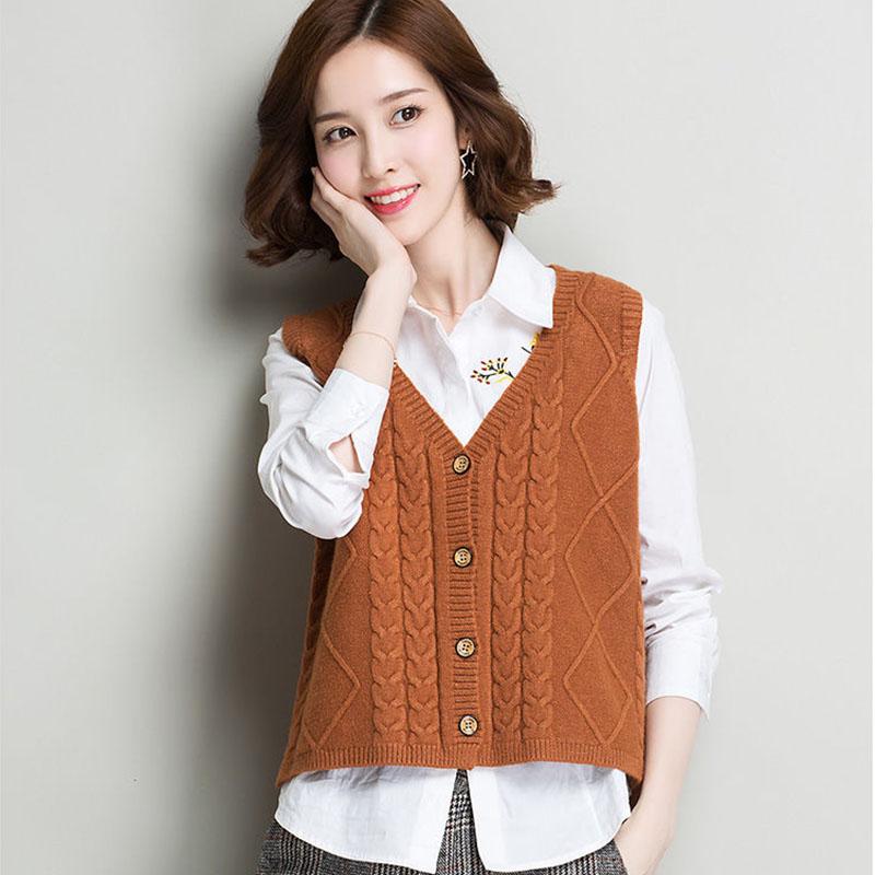 Sweater Vest Women V-neck Solid Simple Slim All-match Casual Korean Style Teens Chic Fashion Autumn Winter Sleeveless Sweaters