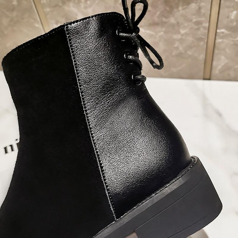 High-quality Soft Leather Short Boots Women's Thick Heel Women's Boots Winter Mom All-match Flat Chelsea Boots