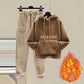 Women's Suit Plus Velvet Thickened Autumn and Winter Woolen Pants Loose Two-piece Lamb Wool Hoodie Two-piece Warm and Loose Two-piece Suit