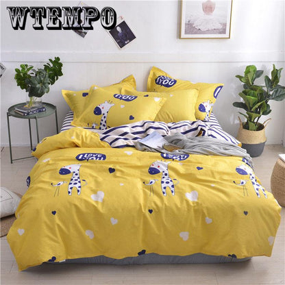 4pcs Giraffe Bedding Set Bedclothes Include Duvet Cover Bed Sheet  Soft Pillowcase