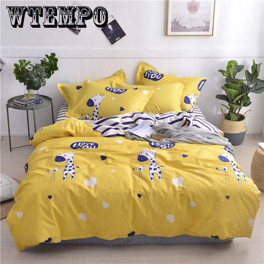 4pcs Giraffe Bedding Set Bedclothes Include Duvet Cover Bed Sheet  Soft Pillowcase