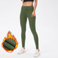 High-elastic Women's Autumn and Winter Plus Velvet Yoga Fitness Trousers Pockets Warm High Waist Tight-fitting Running Training Pants