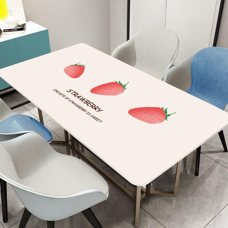 Tablecloth Soft Glass PVC Printed Tablecloth Waterproof and Anti-scald and Oil-proof Plastic Table Mat Coffee Table Crystal Plate Desktop High-end
