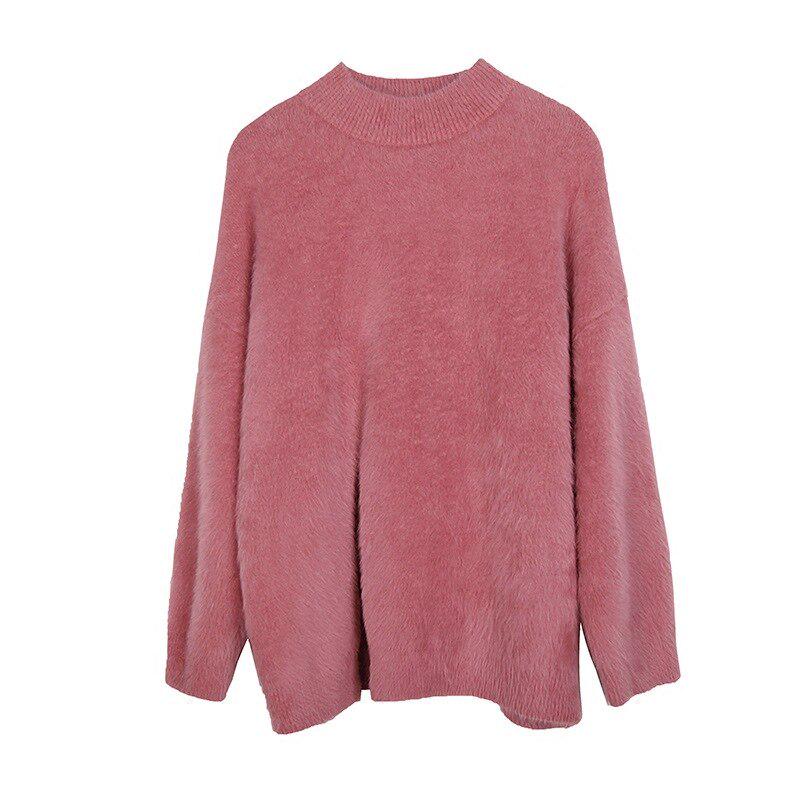 Casual Soft Women Sweater Pullovers Long-sleeve Split-breasted Velvet Sweater Female Knitted Sweater