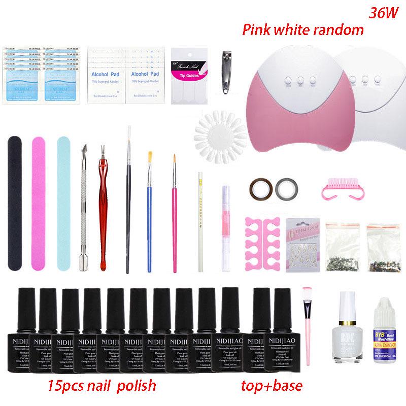 Nail Tool Set Manicure Set 36w LED UV nail Lamp nail dryer set Nail Polish Primer Nail Art Kit