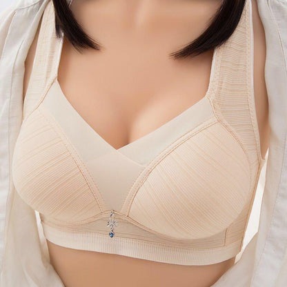 Large Size Underwear Women's Thin No Steel Ring Bra Adjustable Comfortable Top Support Anti-sagging Anti-glare Gather Bra