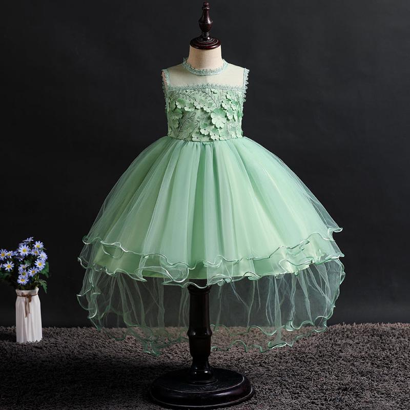 Children's Dress Princess Short Front and Long Performance Costume Girl Net Yarn Tail Skirt Student Performance Costume