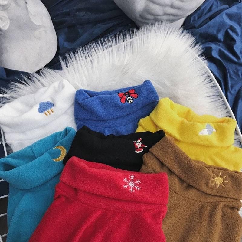 Warm Sweater  Soft Girl Style Multi Style Fleece Turtleneck Bottoming Shirt Long Slim