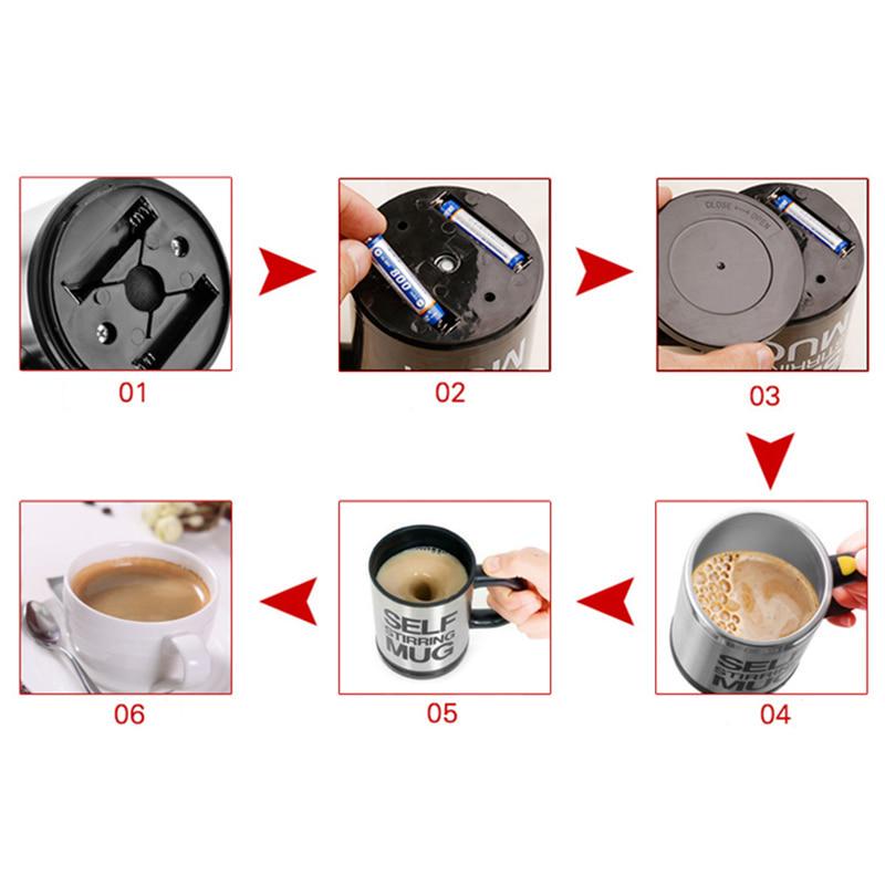 Automatic Electric Mug Stirring Coffee Cup Stainless Steel Mixer Lazy Self Mixing Drinking Cups