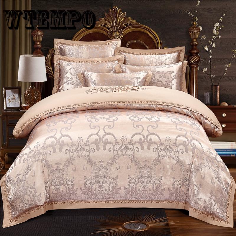4pcs Luxury Jacquard Bedding Set Queen King Size Bed Linen Quilt Cover Comfortable Floral Print Duvet Cover