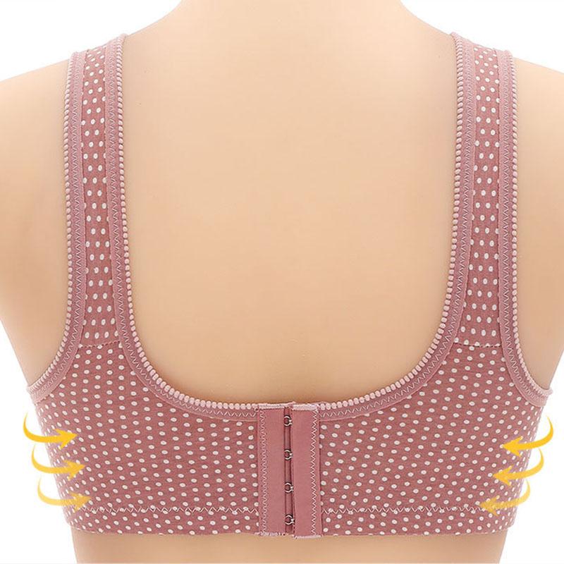 Women Plus size Comfortable Breathable Adjustable Underwear Thin Gather No Steel Ring Four-row Buckles Fashionable Glossy Printed Bra