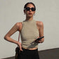 Y2k American Vest Suspenders Women's Sleeveless Slim Fit Crop Top Sexy Slight Stand Collar Shorts Top Steetwear Outerwear Bottoming Shirt Solid Color