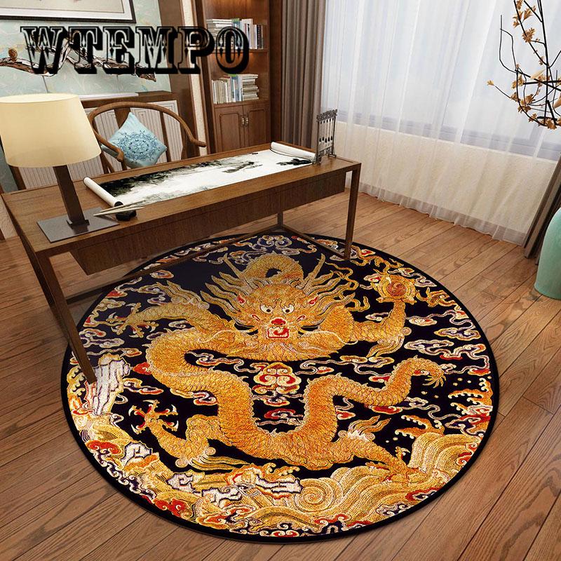 Porcelain Round Carpets for Living Room  Parlor Bedroom Chair Rugs Toilet Decorate Non-slip Floor Mat