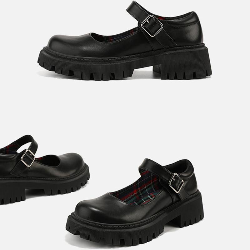 Korean Style All-match Retro British Style Leather Shoes Japanese Women's Small Leather Shoes Thick-soled Round-toe Thin Women's Shoes