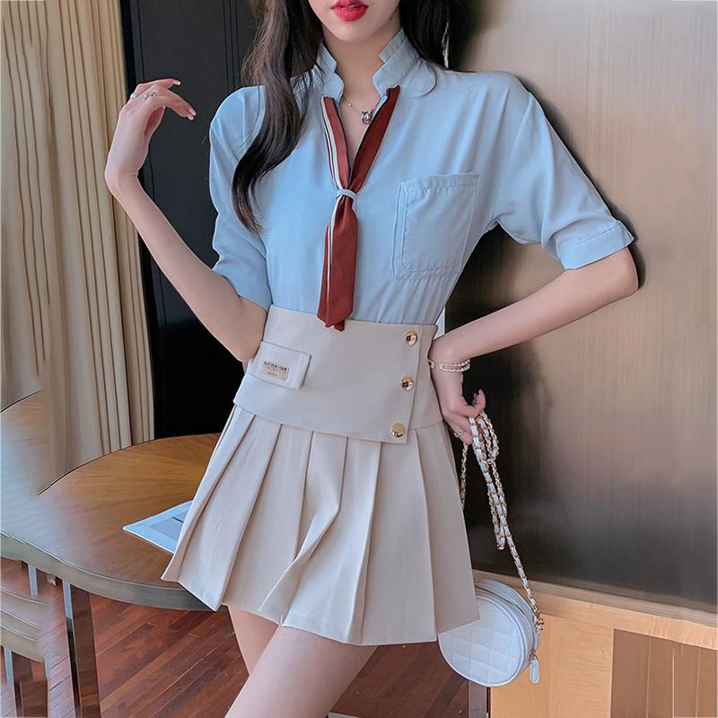 Irregular Women High Waist Pleated Skirt School Girl A-Line Short Skirt Uniforms Cosplay Sweet Girls
