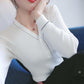 Sweater Long-sleeved Knitted Sweater Women's V-neck Slim Thin T-shirt All-match Sweater Slimming Top Women's Korean Style