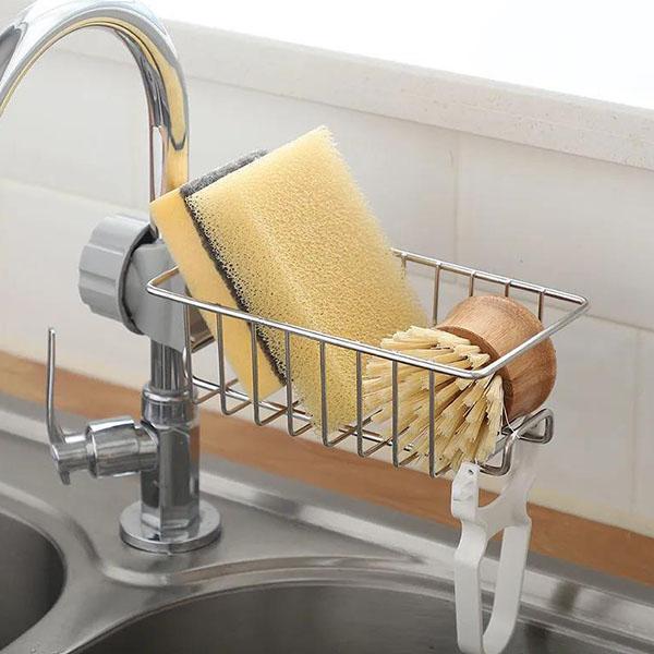 Faucet Rack Stainless Steel Kitchen Sink Storage Rack Retractable Rotatable Drain Rack Washbasin Sink Rag Basket