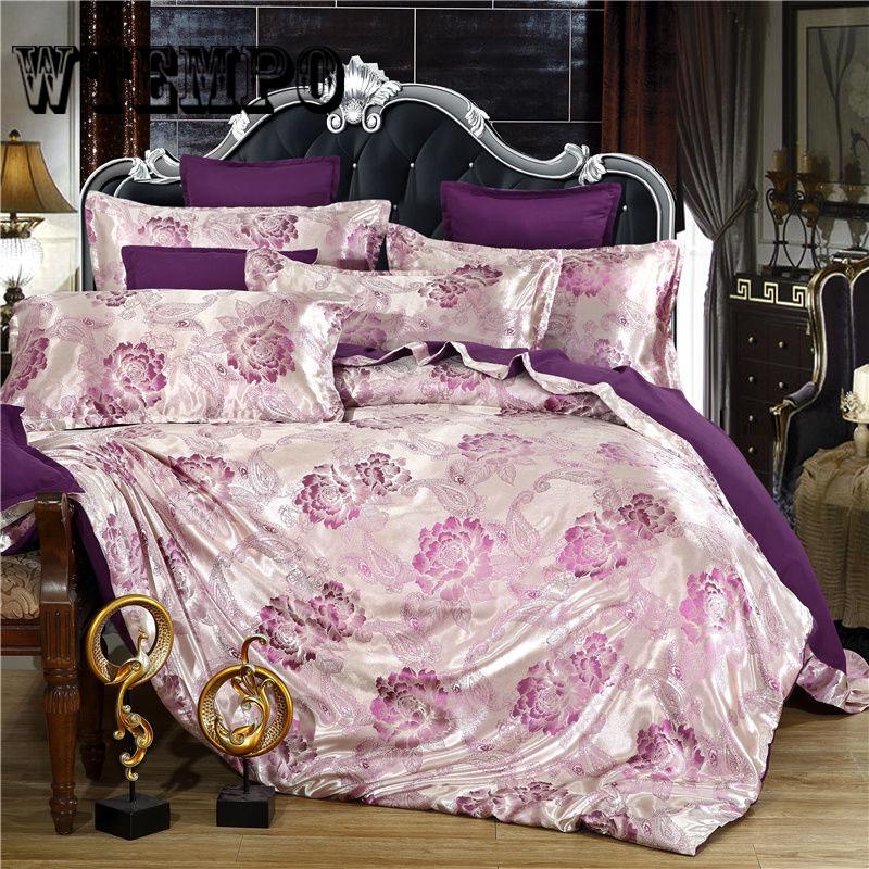 Brand European Silk Bedlinen Jacquard Satin Bedding Sets