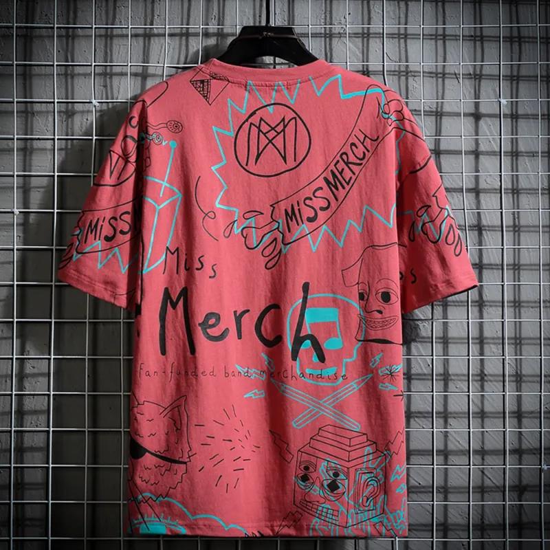 Summer Trend English Alphabet Short-sleeved Men's Printed Hip-hop Round Neck Loose Men's T-shirt