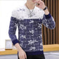 Autumn and Winter Men's Sweater Round Neck Padded Sweater Color-blocking Long-sleeved Jacket