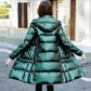 Winter Work Clothes Bright Face Down Padded Jacket Women's Mid-length Fur Collar Cotton-padded Jacket Loose and Thick Warm Jacket