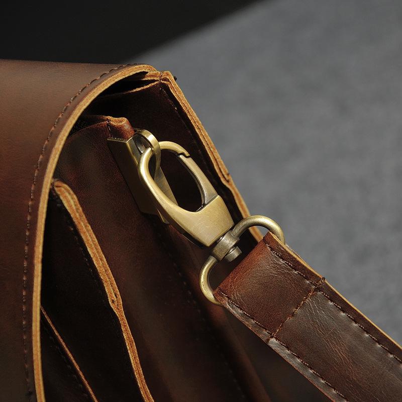 Business Briefcase Men Retro Matte Leather Large Capacity Crossbody Shoulder Computer Bag Handbag