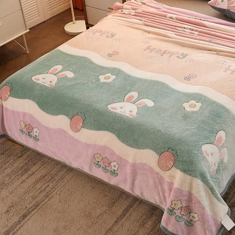 Blanket Thicken Warm Coral Fleece One-piece Single Double Quilt Blanket Winter Bedroom Nap Blanket Student Dormitory Plush Quilt