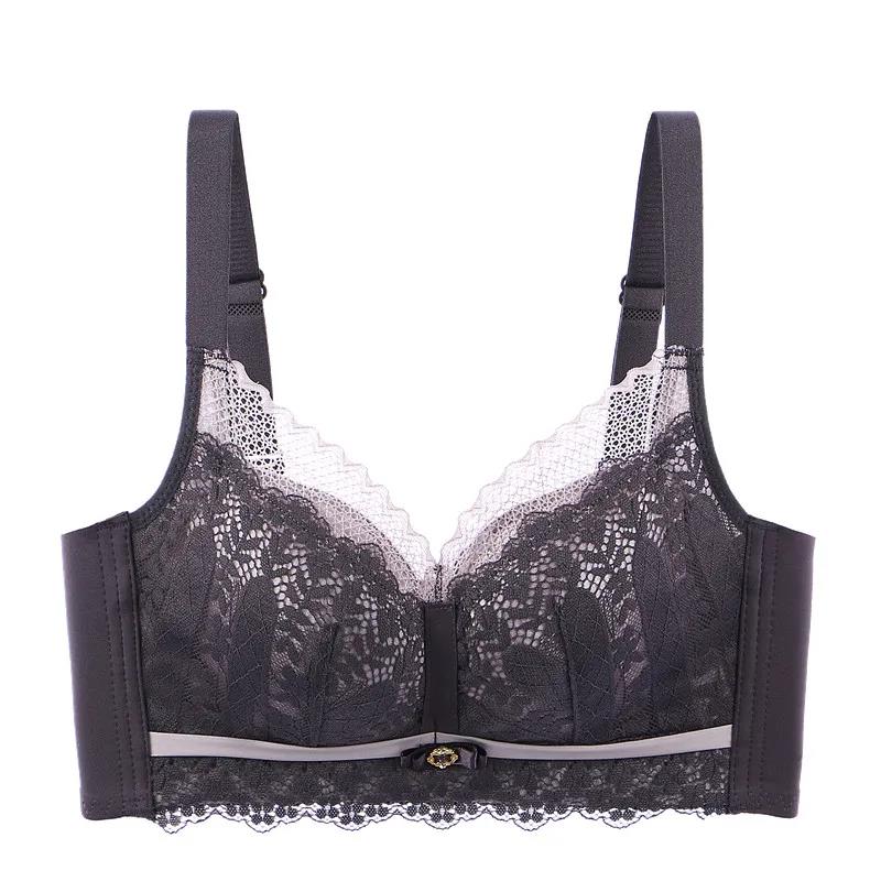 No Steel Ring Gathering Anti-sagging Upper Support Latex Cotton Breathable Lace Rear Four-row Buckles To Receive Auxiliary Breast Adjustable Bra
