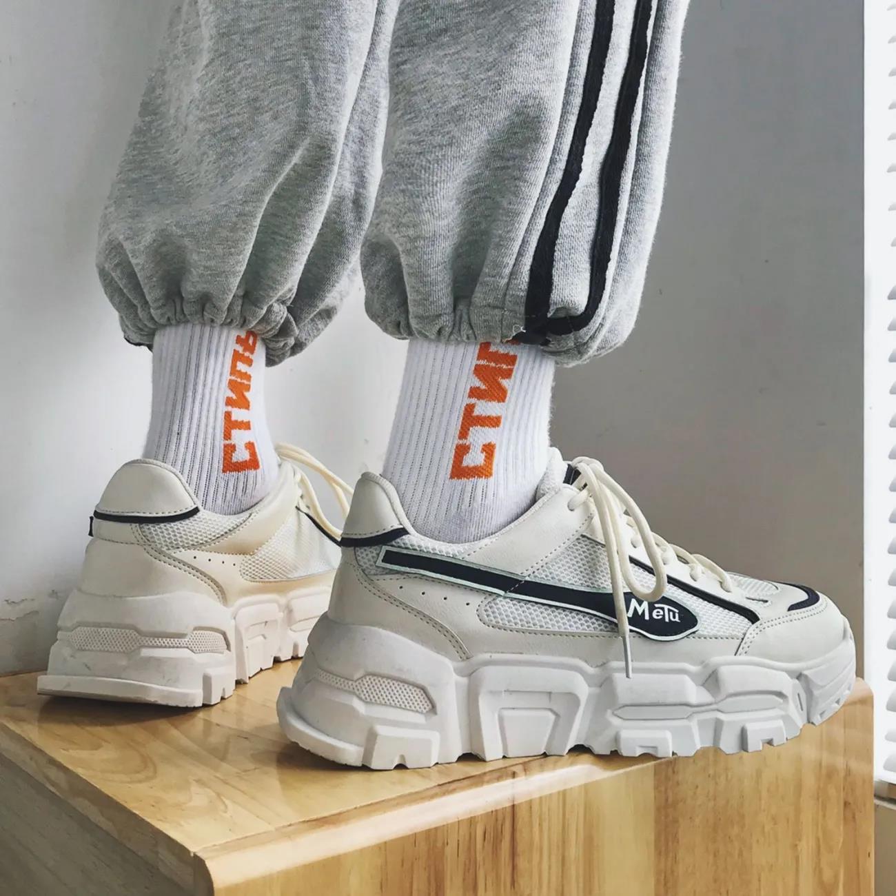 Literary Men's and Women's Shop Men's Shoes Net Red Korean Version of The Trend Sports Shoes Wild Youth Casual Super Ins Dad Shoes