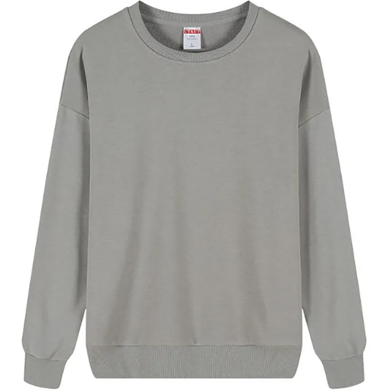 Loose Solid Color Sweater for Men with Long-sleeved Sports Wind Cotton Terry Soft and Lazy Wind Sweatershirts