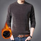 Sweater Young and Middle-aged Plus Velvet Thick Solid Color Warm and Comfortable Winter Round Neck Pullover Men's Bottoming Shirt